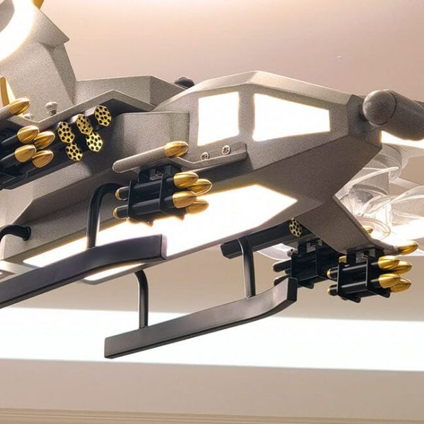 Modern Children's Helicopter Hardware Acrylic LED Semi-Flush Mount Ceiling Fan Light - Image 10
