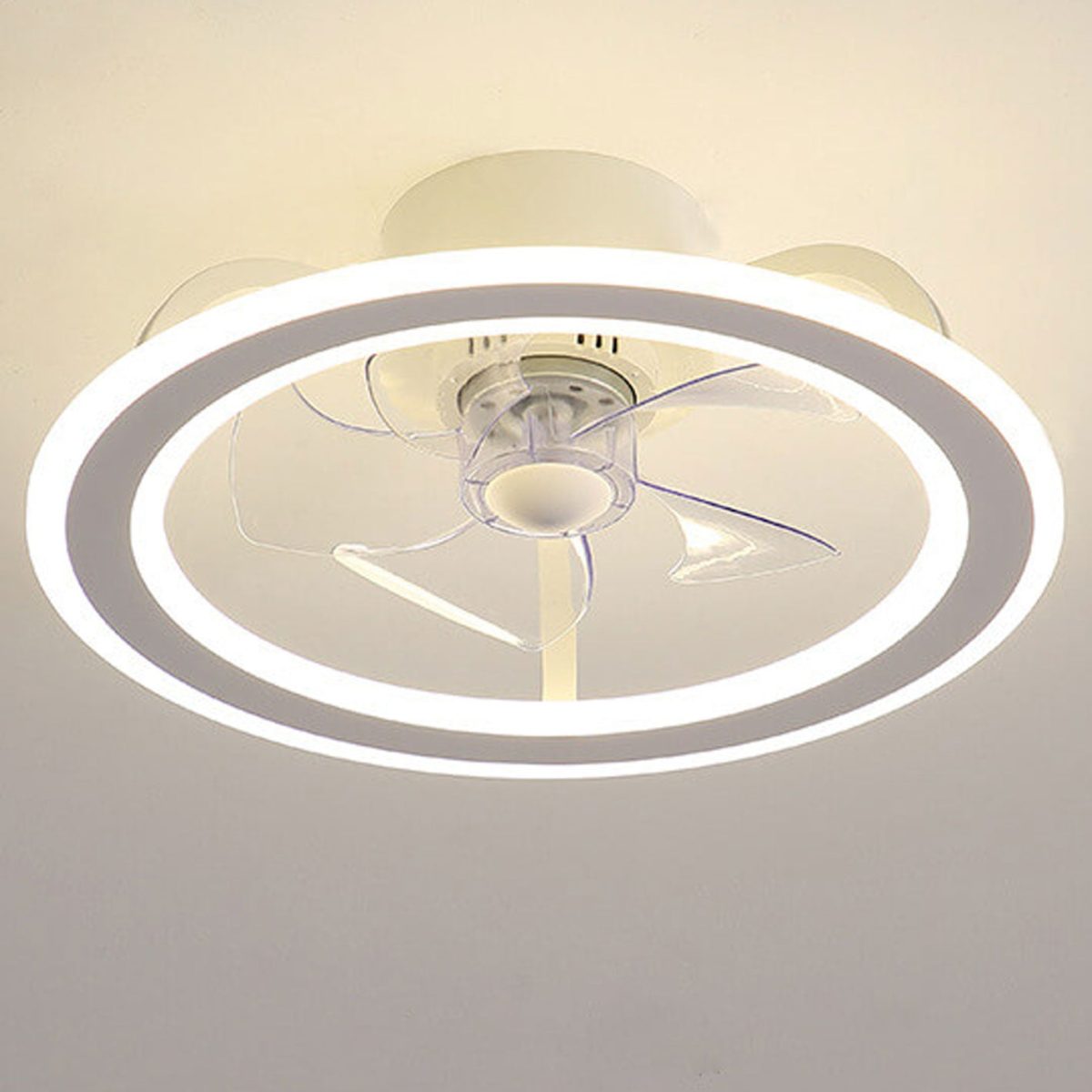 Nordic Creative Round LED Semi-Flush Mount Ceiling Fan Light - Image 4