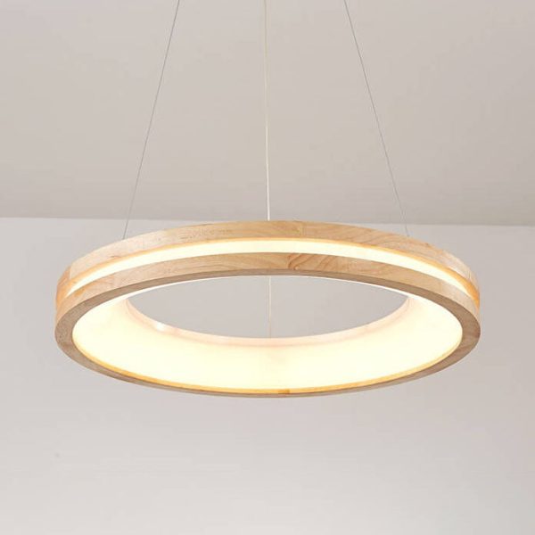 Japanese Simplicity Log Circle Island Light LED Chandelier - Image 13