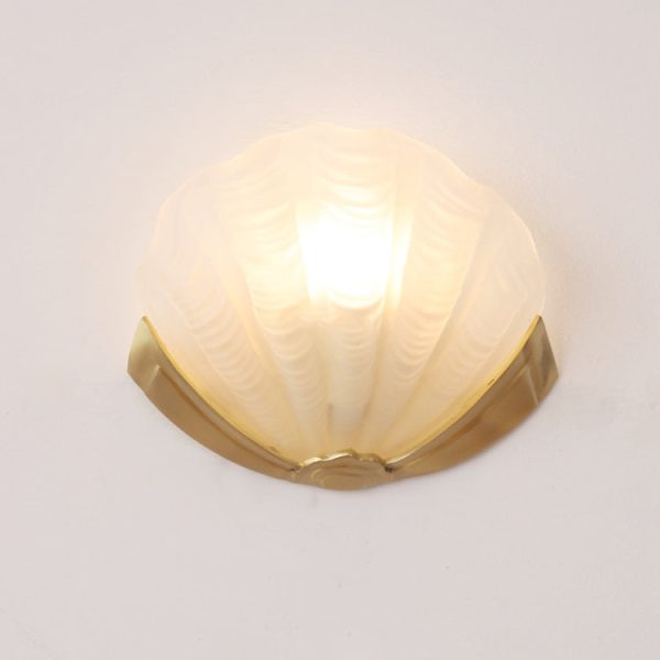 Modern Art Deco Shell Brass Glass 1-Light Wall Sconce Lamp For Living Room - Image 26