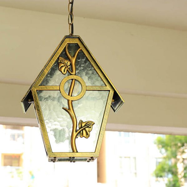 European Outdoor House Shape Waterproof Glass Aluminum 1-Light Pendant Light - Image 16