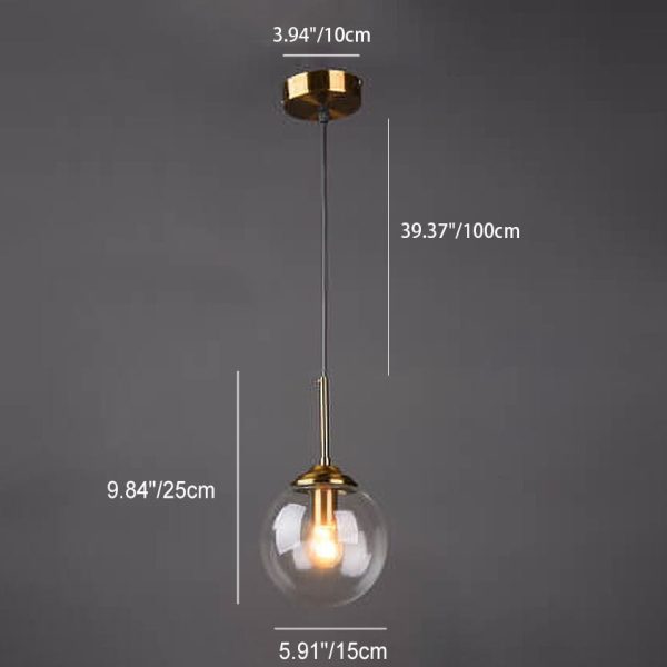 Contemporary Nordic Copper Spherical Glass Shade 1/3/5-Light Island Light Chandelier For Dining Room - Image 6