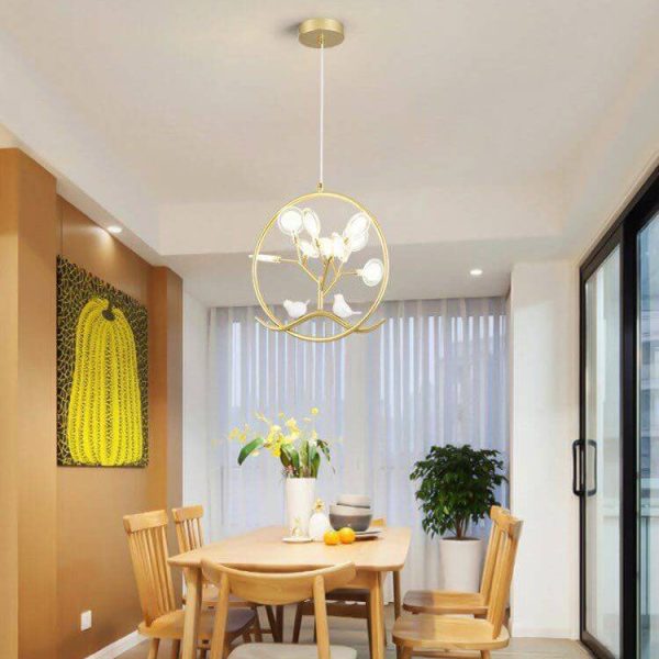 Nordic Metal Circular Bird Branch 9-Light Chandelier - Image 8