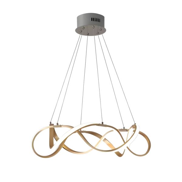 Modern Round Dimmable LED Aluminum Geometric Chandelier - Gold - Image 6