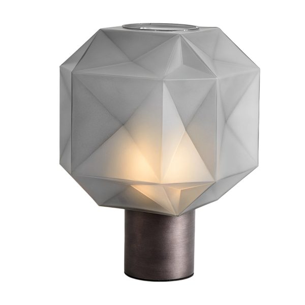 1-Light Cylinder and Cubo Smoke Glass Orb Modern Table Lamp - Image 7