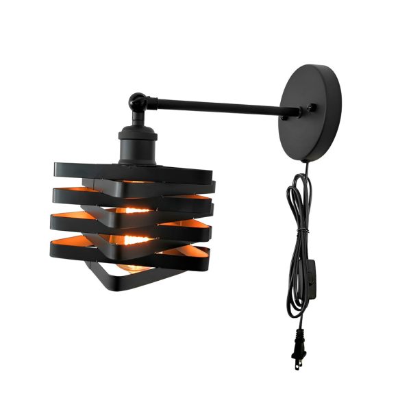 Creative Iron Adjustable Black Industrial Style Swing Arm Wall Sconces with Plug - Image 4