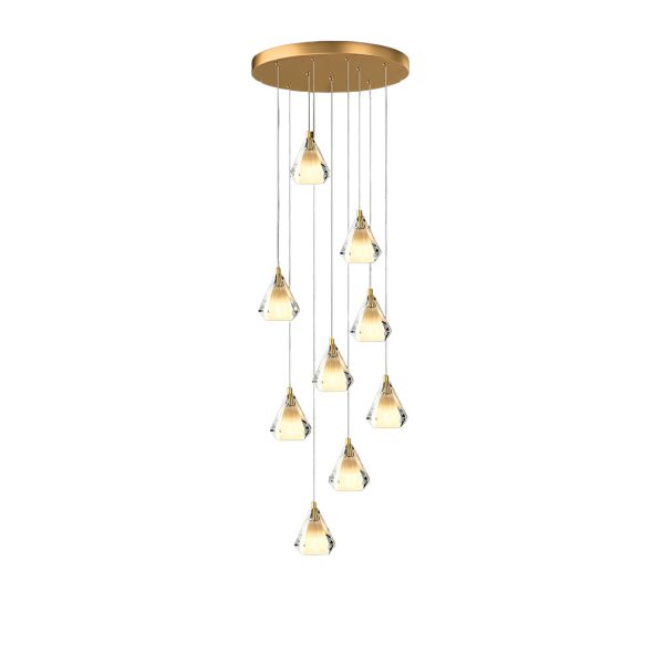 Creative Crystal Shade Three Step Dimming Nordic Staircase Chandelier - Image 6