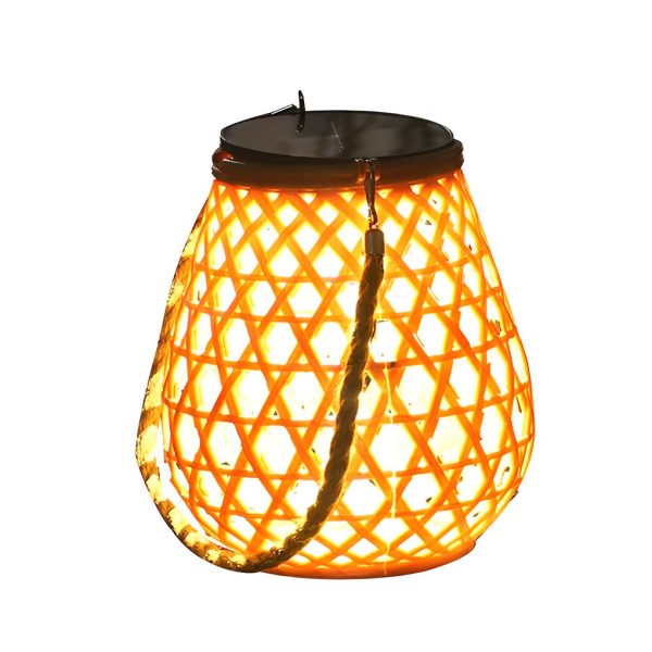 Portable Creative Bamboo Rattan LED Upgrade USB Solar Outdoor Lanterns - Image 6