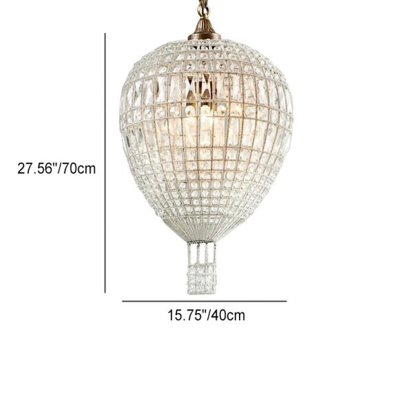 French Vintage Hot Air Balloon Crystal 3-Light Chandelier - Image 5