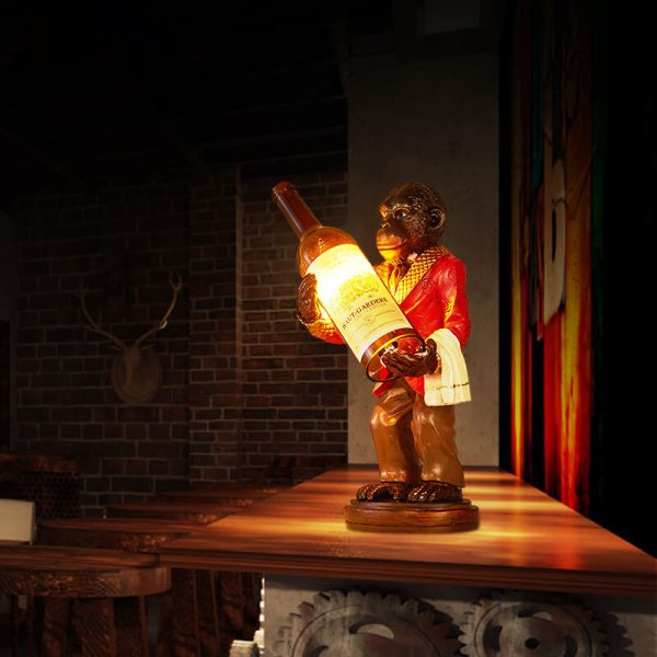 Retro Creative Monkey Resin Wine Bottle 1-Light Decoration Table Lamp - Image 2