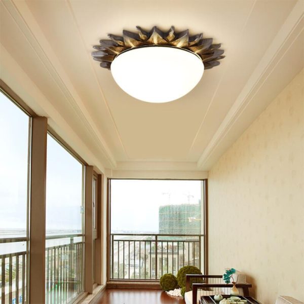 Vintage Glass Sun Bowl Shaped 1/3-Light Flush Mount Ceiling Light - Image 3