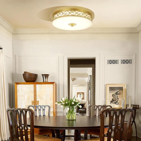 Vintage Circle Patterned Edge Iron 1-Light LED Flush Mount Ceiling Light - Image 17