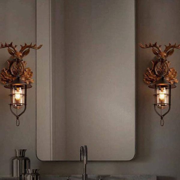 Retro Deer Head Antlers 1-Light Wall Sconce Lamp - Image 3
