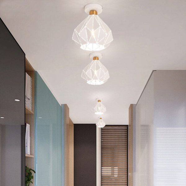 Modern Creative Diamond Dome 1-Light Macaron Semi-Flush Mount Ceiling Light - Image 6