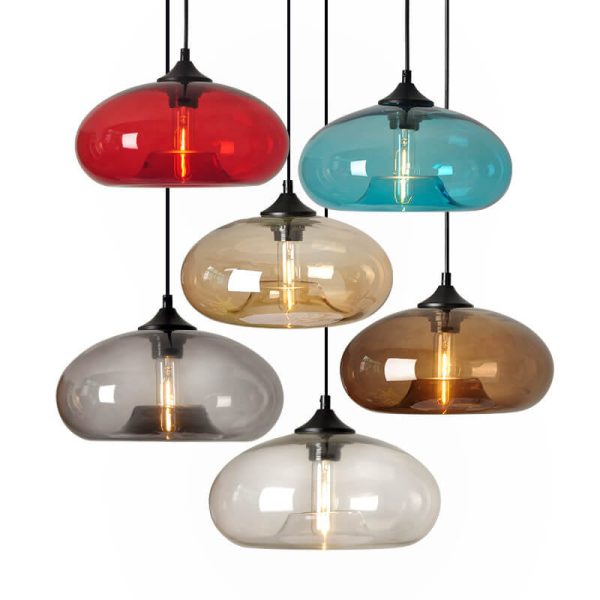 Creative Colored Glass Oval 1-Light Pendant Light - Image 19