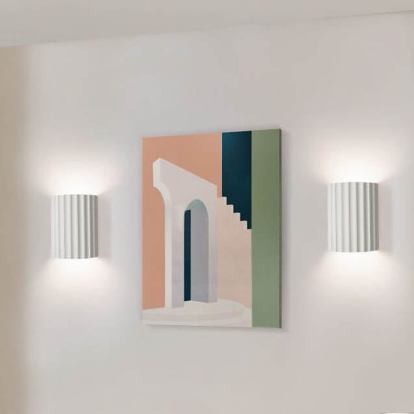 Macaron Resin Striped Half Cylinder 1-Light Wall Sconce Lamp - Image 3