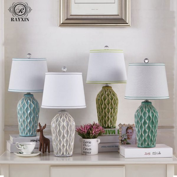 Modern Simple Fabric Ice Cracked Ceramics 1-Light Table Lamp - Image 12
