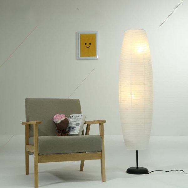 Nordic Minimalist Rice Paper Column 2-Light Standing Floor Lamp - Image 15
