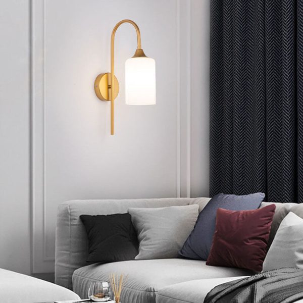 Modern Minimalist Glass Cylindrical Shade Bending Arm 1-Light Wall Sconce Lamp - Image 5