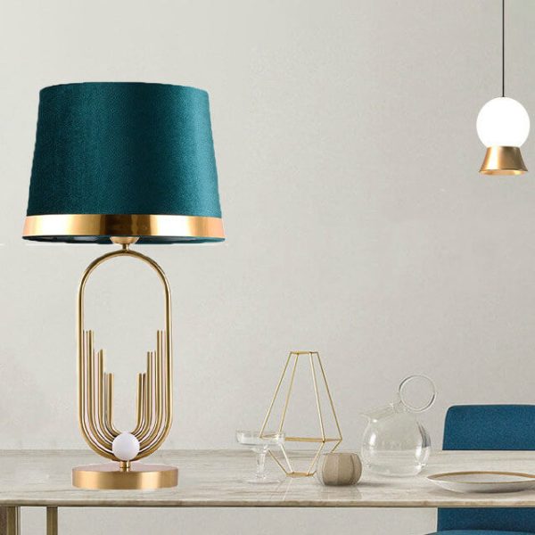 Modern Luxury Fabric Gold Oval Ring Base 1-Light Table Lamp - Image 16