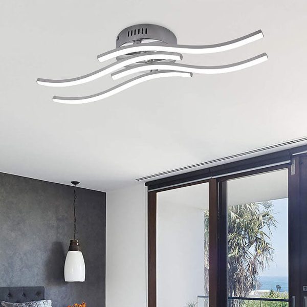 Simple Line Wave LED Semi-Flush Mount Ceiling Light
