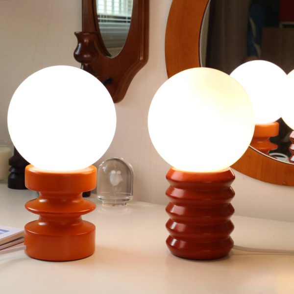 Vintage Orange Solid Glass 1-Light Table Lamp - Image 8