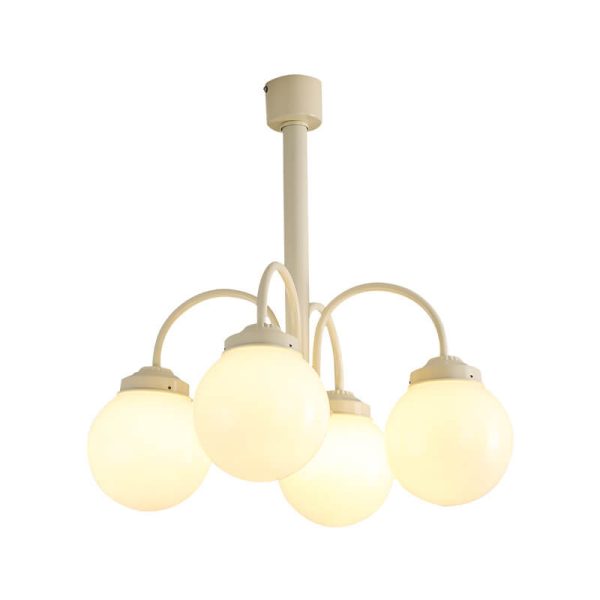 Vintage French Milky White Glass Orb 4/6 Light Chandelier - Image 10