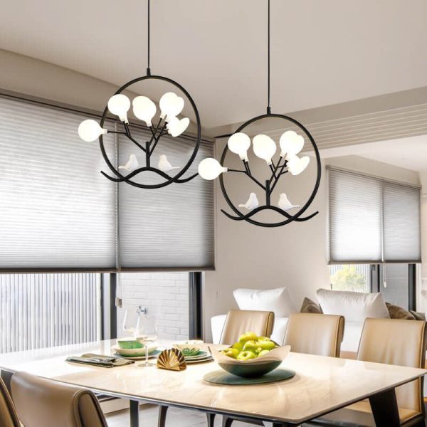 Nordic Metal Circular Bird Branch 9-Light Chandelier - Image 3