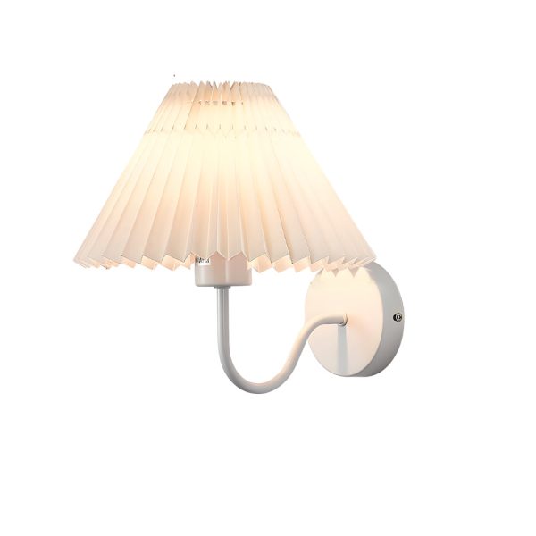 Vintage 1-Light Dimmable Metallic Armed Sconce with Pleated Fabric Shade - Image 10