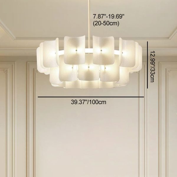 Traditional Japanese Dome Aluminum Acrylic LED Chandeliers For Living Room - Image 6