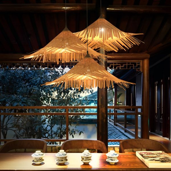 Caribbean Infused Bamboo Woven Pendant Light Burlywood Kitchen Lighting - Image 7
