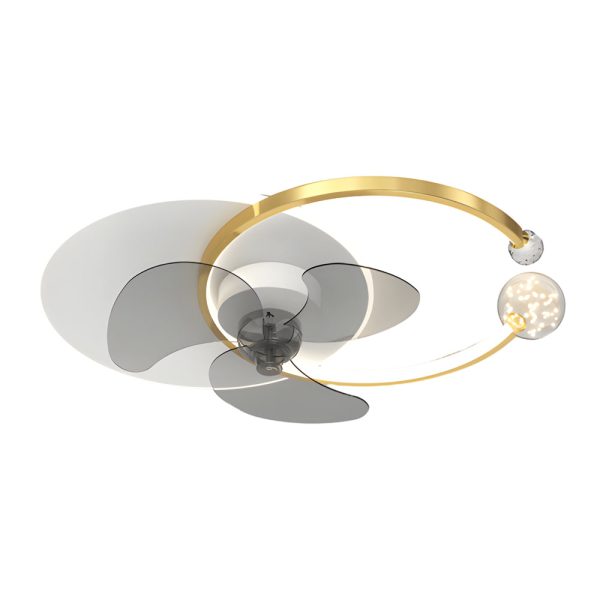 Mute Creative Round Ring 3 Step Dimming Modern Flush Mount Ceiling Fan Lamp - Image 6