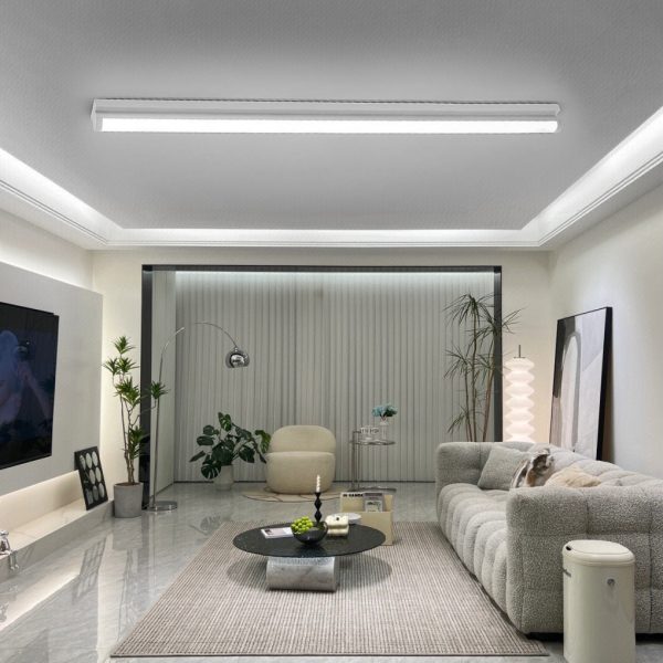 24'' 30'' Rectangular LED Modern Flush Mount Lighting White Black Ceiling Lights - Image 2