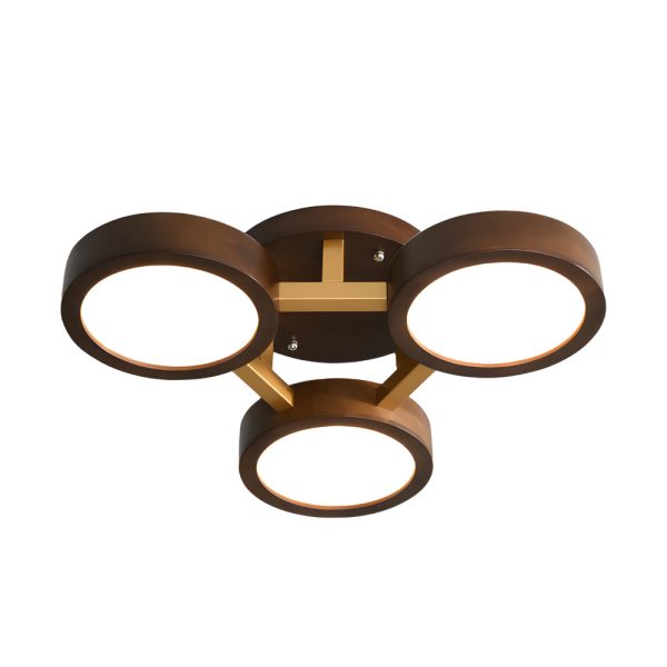 Modern Sputnik 3/4/5-Light Walnut Circles Flush Mount LED Ceiling Light - Image 9