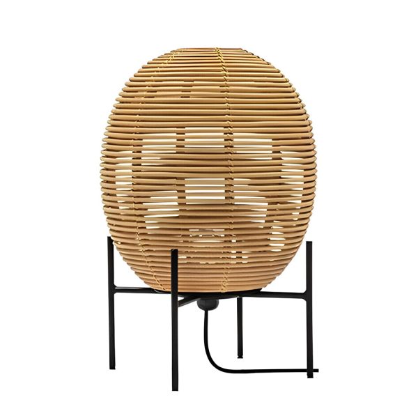 Rustic Boho Rattan and Metal Frame Accent Floor Lamp - Image 8