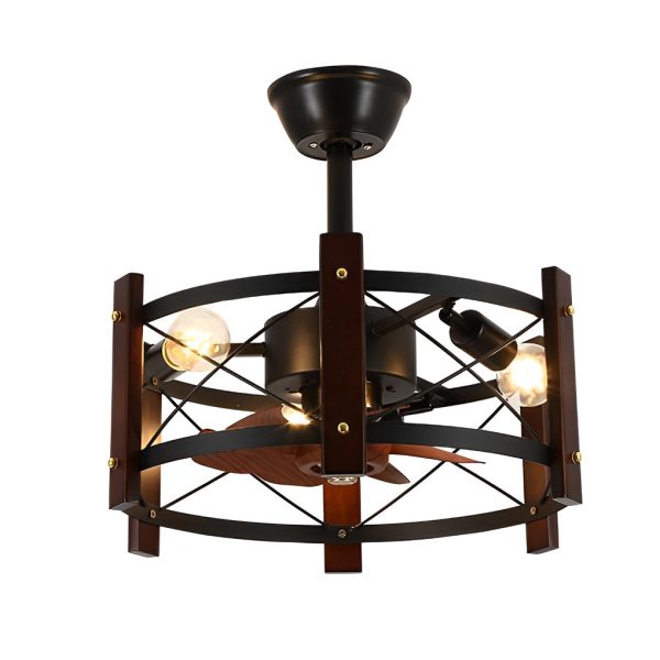 Retro Metal Black American Style Bladeless Ceiling Fans with Chandelier - Image 6