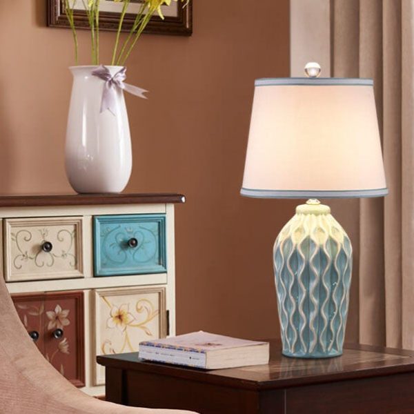 Modern Simple Fabric Ice Cracked Ceramics 1-Light Table Lamp - Image 14