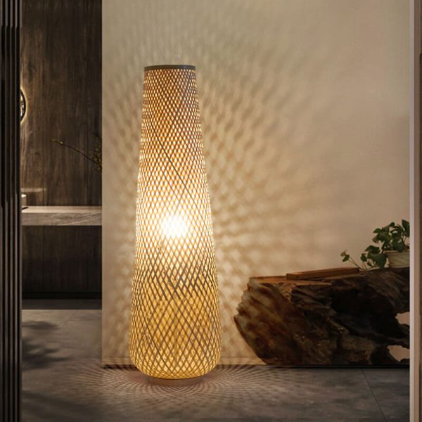 Modern Bamboo Weaving Column 1-Light LED Standing Floor Lamp - Image 10