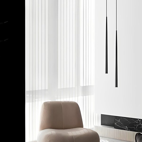 Minimalist Conical Long Tube Design COB Black Nordic Pendant Light - Image 2