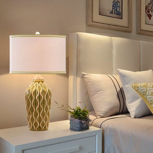 Modern Simple Fabric Ice Cracked Ceramics 1-Light Table Lamp - Image 13