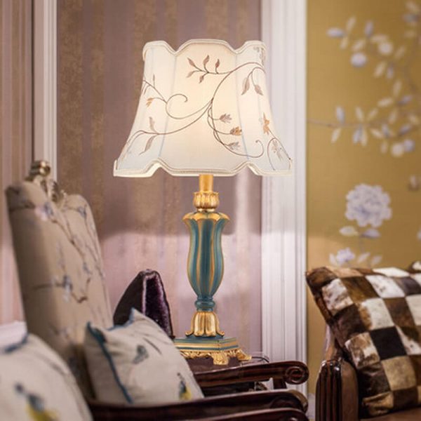 Round Fabric Resin Base Classical 1-Light Table Lamp - Image 16