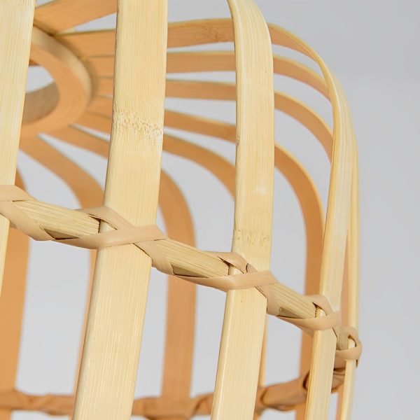 Circular Rectangle Bird Cage Pendant Light Burlywood Bamboo Ceiling Lights - Image 11