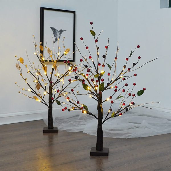 Red Fruits Pine Tree Light Small Led Battery Decoration Table Lamp - Image 8