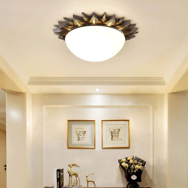 Vintage Glass Sun Bowl Shaped 1/3-Light Flush Mount Ceiling Light - Image 4