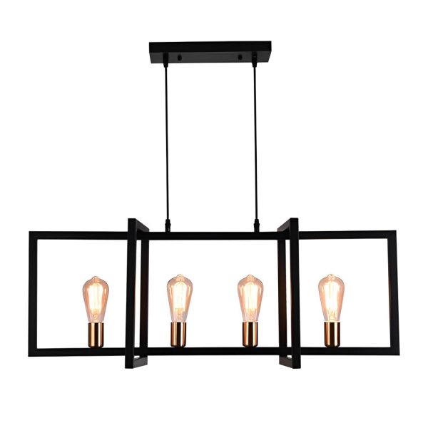 Rectangular Frame Design Iron Black Industrial Chandelier Pendant Lights - Image 6