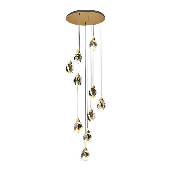 Spiral Crystal Electroplating Metal Modern Duplex Staircase Chandelier - Image 13