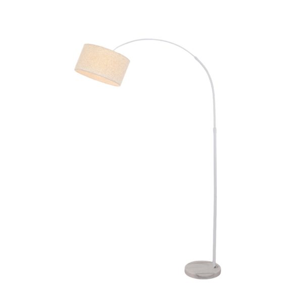Marble Base and Shaded Adjustable Arc Floor Lamp - Image 9