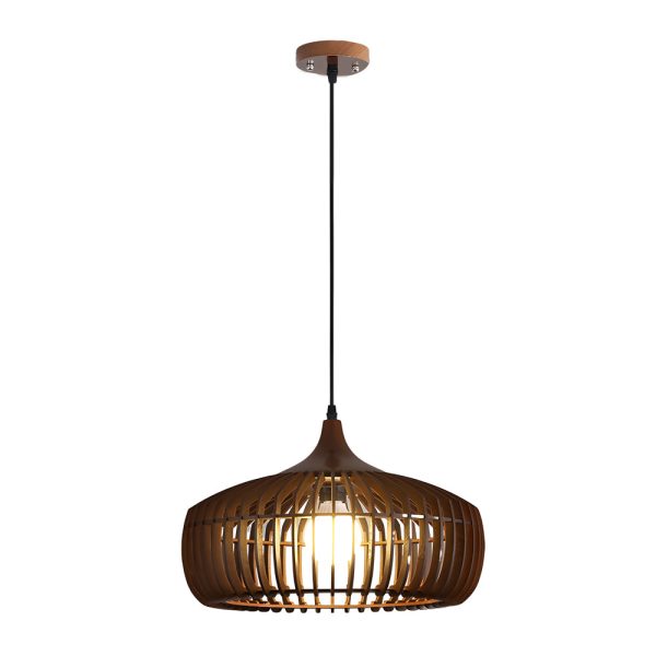 Japanese Wood Cage 1-Light Pendant Light - Image 7