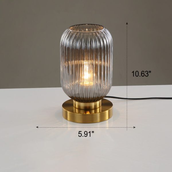 Nordic Striped Glass Oval Design 1-Light Table Lamp - Image 10
