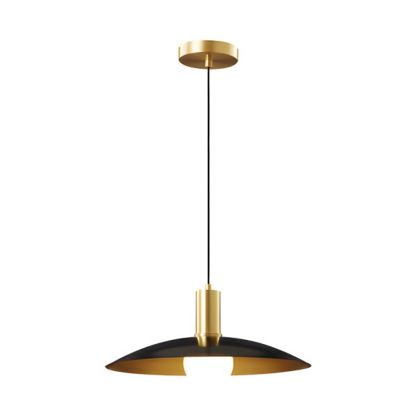 1-Light Mid-Century Brass Flared Pendant Light with White Glass Shade - Image 10